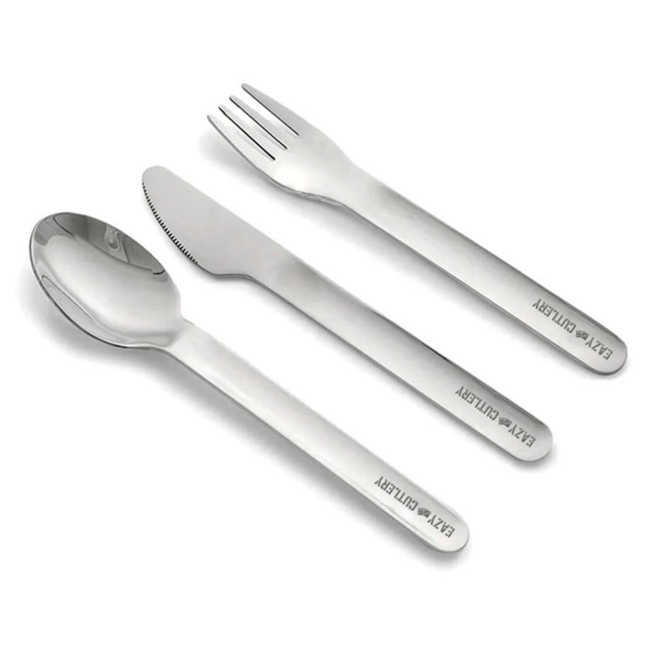 Eazy Kids Cutlery Set Stainless Steel Spoon, Fork & Knife with Silicone Case (Yellow)