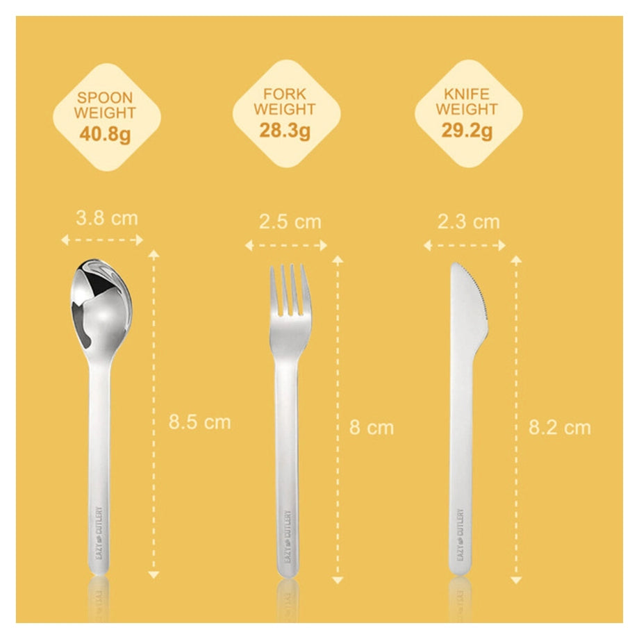 Eazy Kids Cutlery Set Stainless Steel Spoon, Fork & Knife with Silicone Case (Yellow)