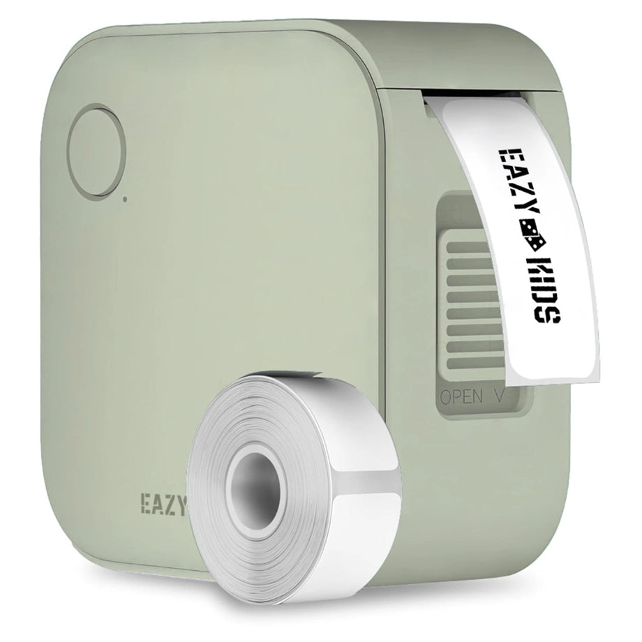 Eazy Kids Mini Label Maker Printer with 180 Labels Roll, Smart App Control for Home, Office, School (Green)