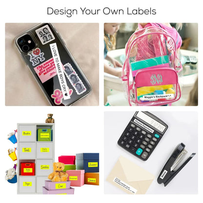 Eazy Kids Mini Label Maker Printer with 180 Labels Roll, Smart App Control for Home, Office, School (Green)
