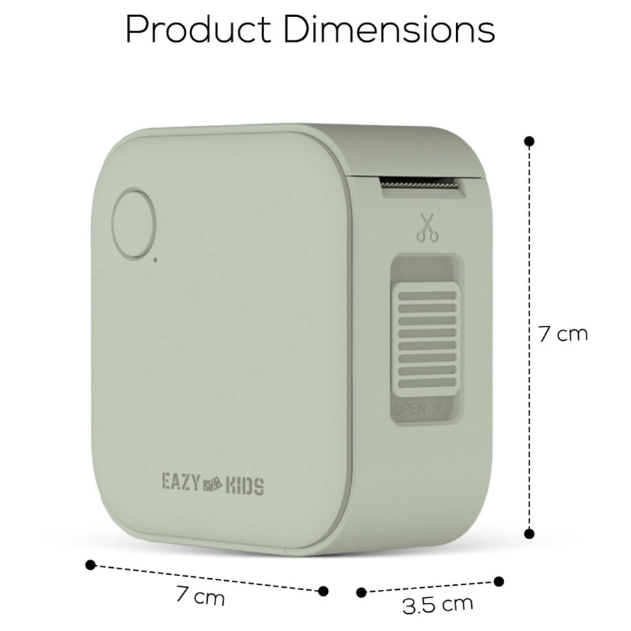 Eazy Kids Mini Label Maker Printer with 180 Labels Roll, Smart App Control for Home, Office, School (Green)