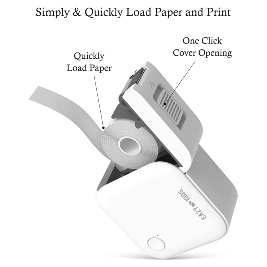 Eazy Kids Mini Label Maker Printer with 180 Labels Roll, Smart App Control for Home, Office, School (White)