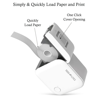Eazy Kids Mini Label Maker Printer with 180 Labels Roll, Smart App Control for Home, Office, School (White)