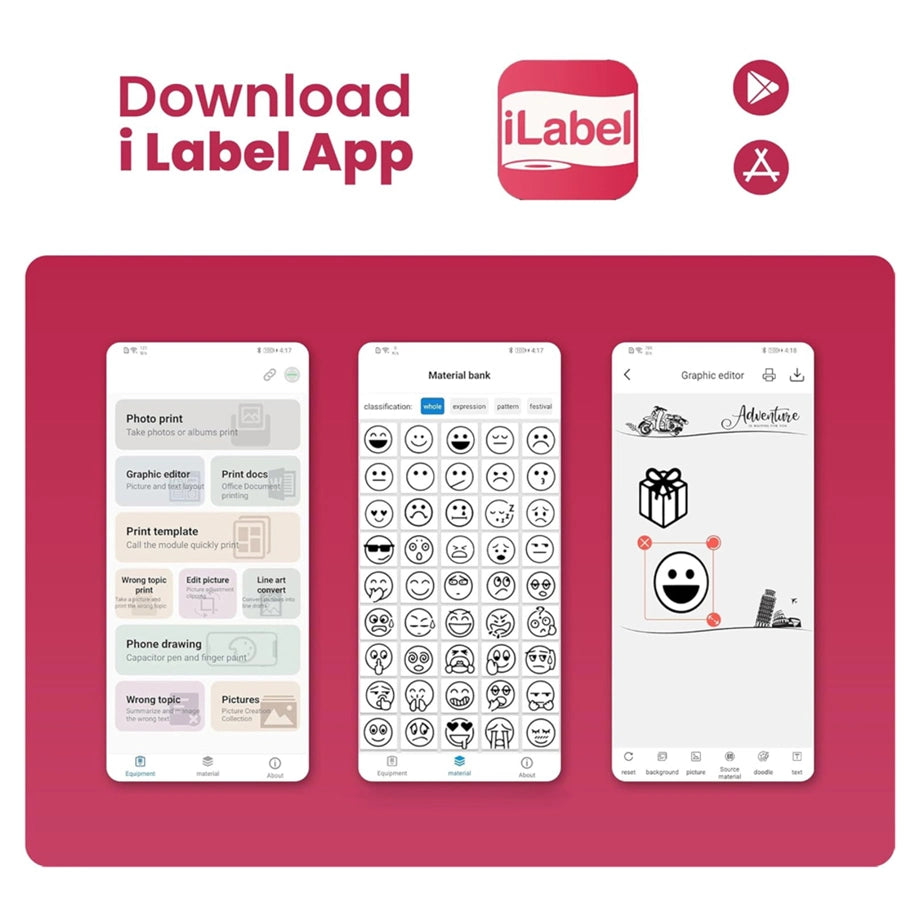 Eazy Kids Mini Label Maker Printer with 180 Labels Roll, Smart App Control for Home, Office, School (White)