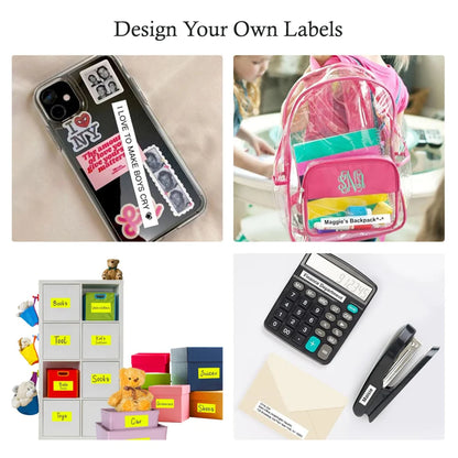 Eazy Kids Mini Label Maker Printer with 180 Labels Roll, Smart App Control for Home, Office, School (White)