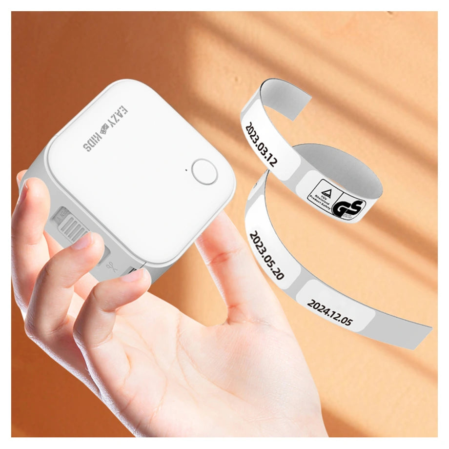 Eazy Kids Mini Label Maker Printer with 180 Labels Roll, Smart App Control for Home, Office, School (White)