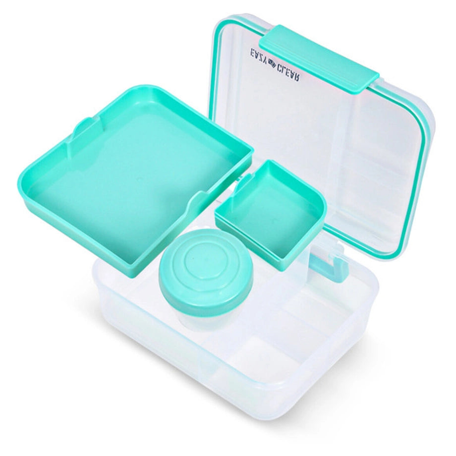 Eazy Kids 3/4/5 Compartment Convertible 1650ml Bento Lunch Box with 150ml Gravy Bowl (Green)