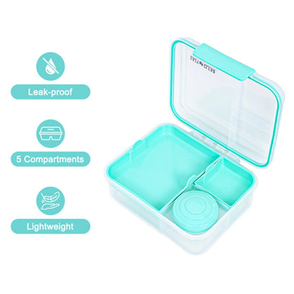 Eazy Kids 3/4/5 Compartment Convertible 1650ml Bento Lunch Box with 150ml Gravy Bowl (Green)