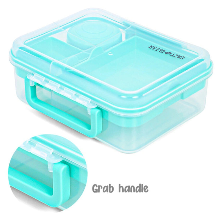 Eazy Kids 3/4/5 Compartment Convertible 1650ml Bento Lunch Box with 150ml Gravy Bowl (Green)