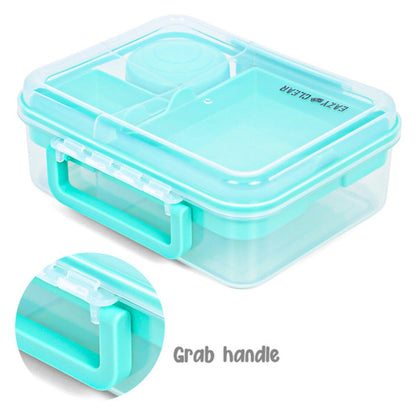 Eazy Kids 3/4/5 Compartment Convertible 1650ml Bento Lunch Box with 150ml Gravy Bowl (Green)