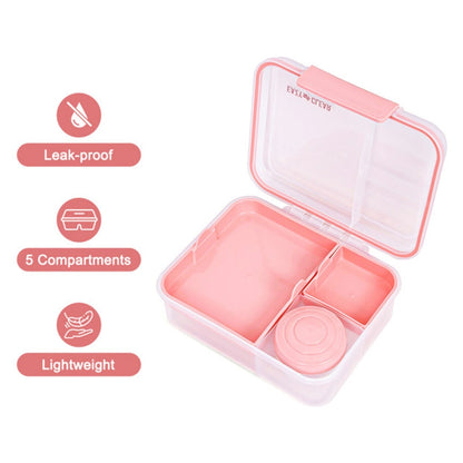 Eazy Kids 3/4/5 Compartment Convertible 1650ml Bento Lunch Box with 150ml Gravy Bowl (Pink)