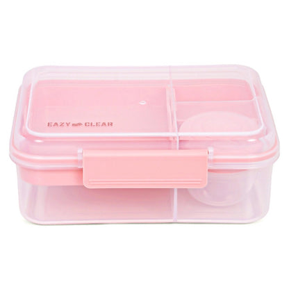 Eazy Kids 3/4/5 Compartment Convertible 1650ml Bento Lunch Box with 150ml Gravy Bowl (Pink)