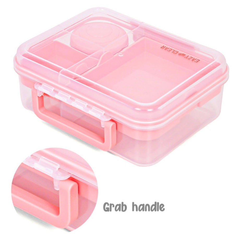 Eazy Kids 3/4/5 Compartment Convertible 1650ml Bento Lunch Box with 150ml Gravy Bowl (Pink)