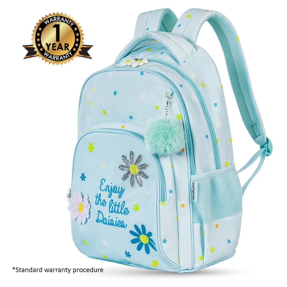 Eazy Kids 17" School Bag Set of 3 w/Lunch Bag and Pencil Pouch (Little Daisy Green)