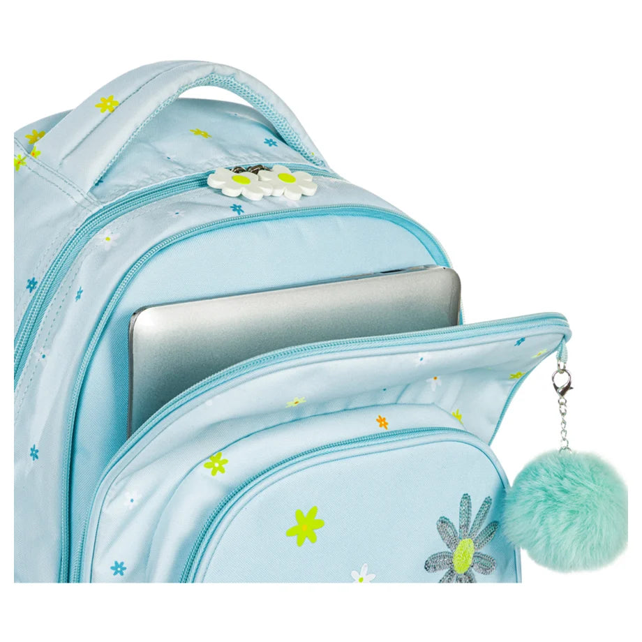 Eazy Kids 17" School Bag Set of 3 w/Lunch Bag and Pencil Pouch (Little Daisy Green)
