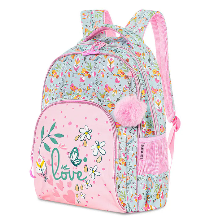 Eazy Kids  School Bag w /Pencil Pouch 17" Love (Pink)