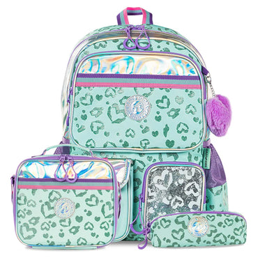 Eazy Kids 17" School Bag Set of 3 w/Lunch Bag and Pencil Pouch (Love Green)