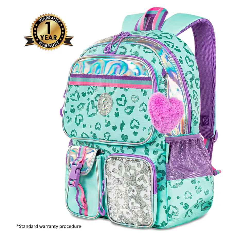 Eazy Kids 17" School Bag Set of 3 w/Lunch Bag and Pencil Pouch (Love Green)