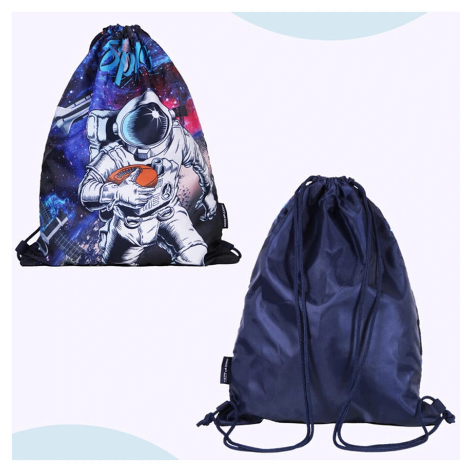 Eazy Kids Back to School 18" Set of 4 School Bag Lunch Bag Activity Bag & Pencil Case Astronaut (Blue)