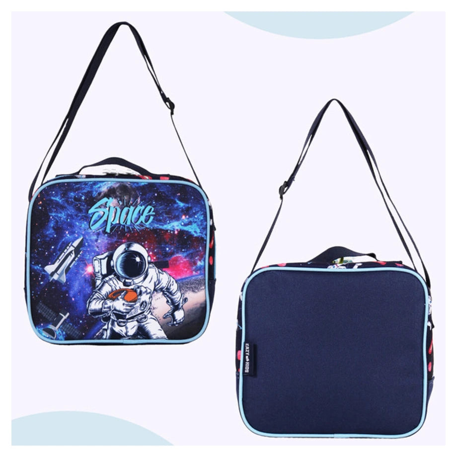 Eazy Kids Back to School 18" Set of 4 School Bag Lunch Bag Activity Bag & Pencil Case Astronaut (Blue)