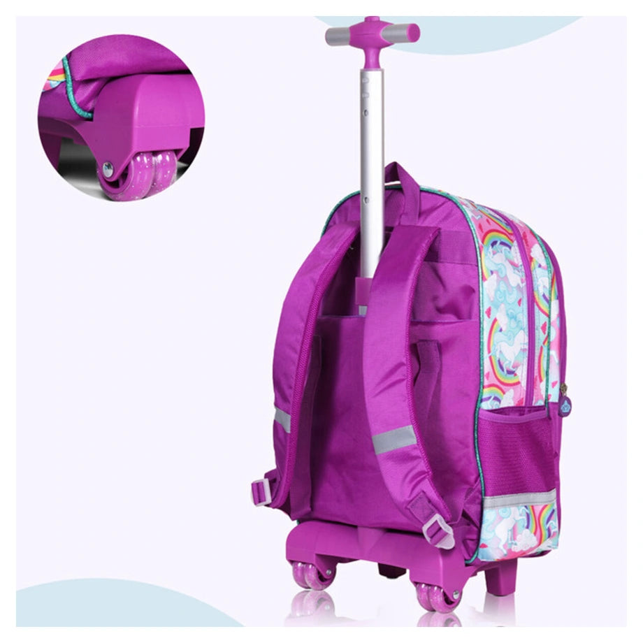 Eazy Kids Back to School 18" Set of 4 School Bag Lunch Bag Activity Bag & Pencil Case Unicorn (Pink)