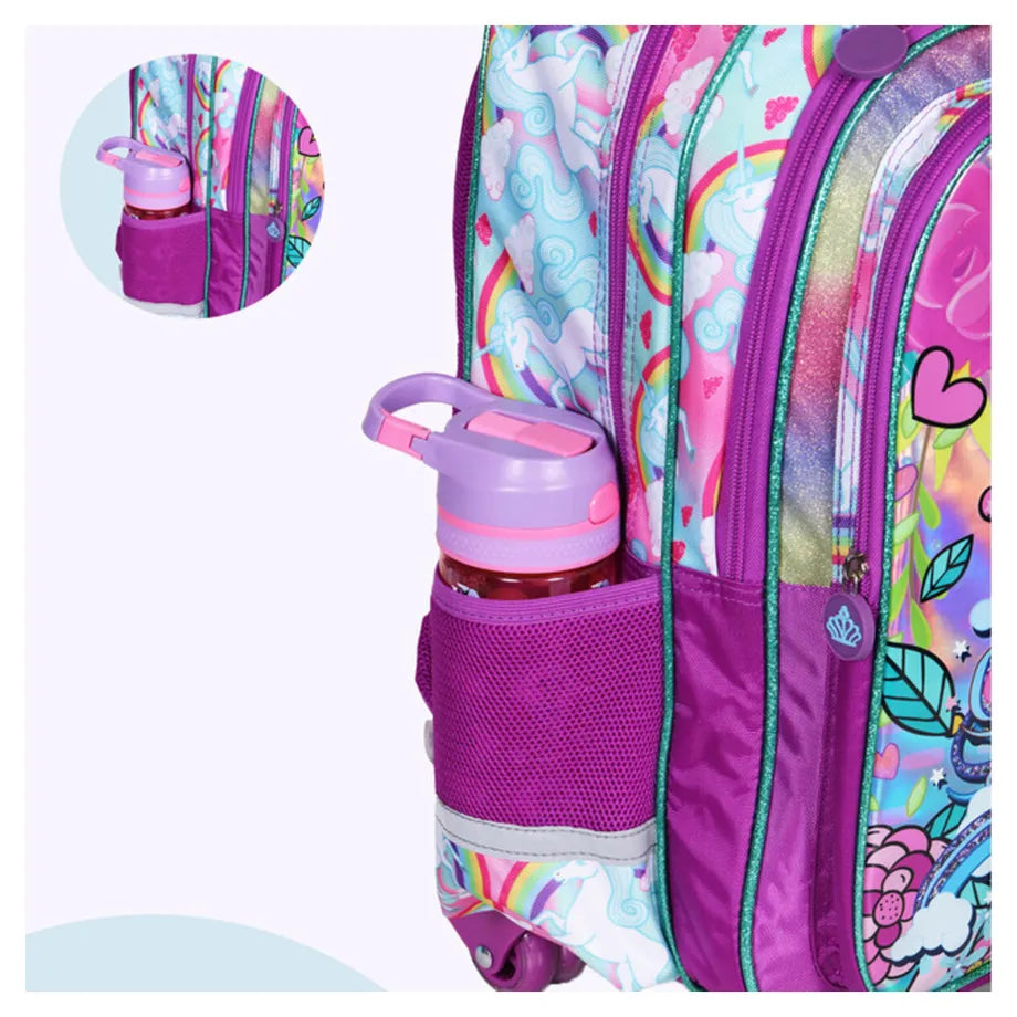 Eazy Kids Back to School 18" Set of 4 School Bag Lunch Bag Activity Bag & Pencil Case Unicorn (Pink)