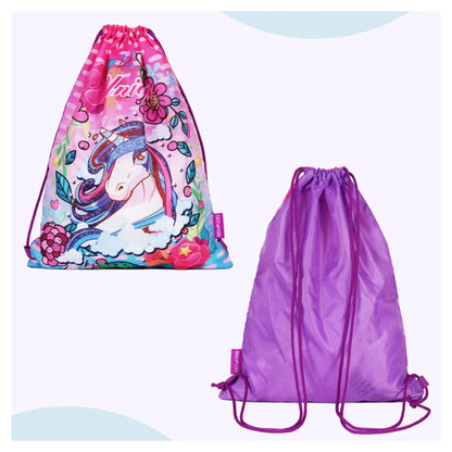 Eazy Kids Back to School 18" Set of 4 School Bag Lunch Bag Activity Bag & Pencil Case Unicorn (Pink)