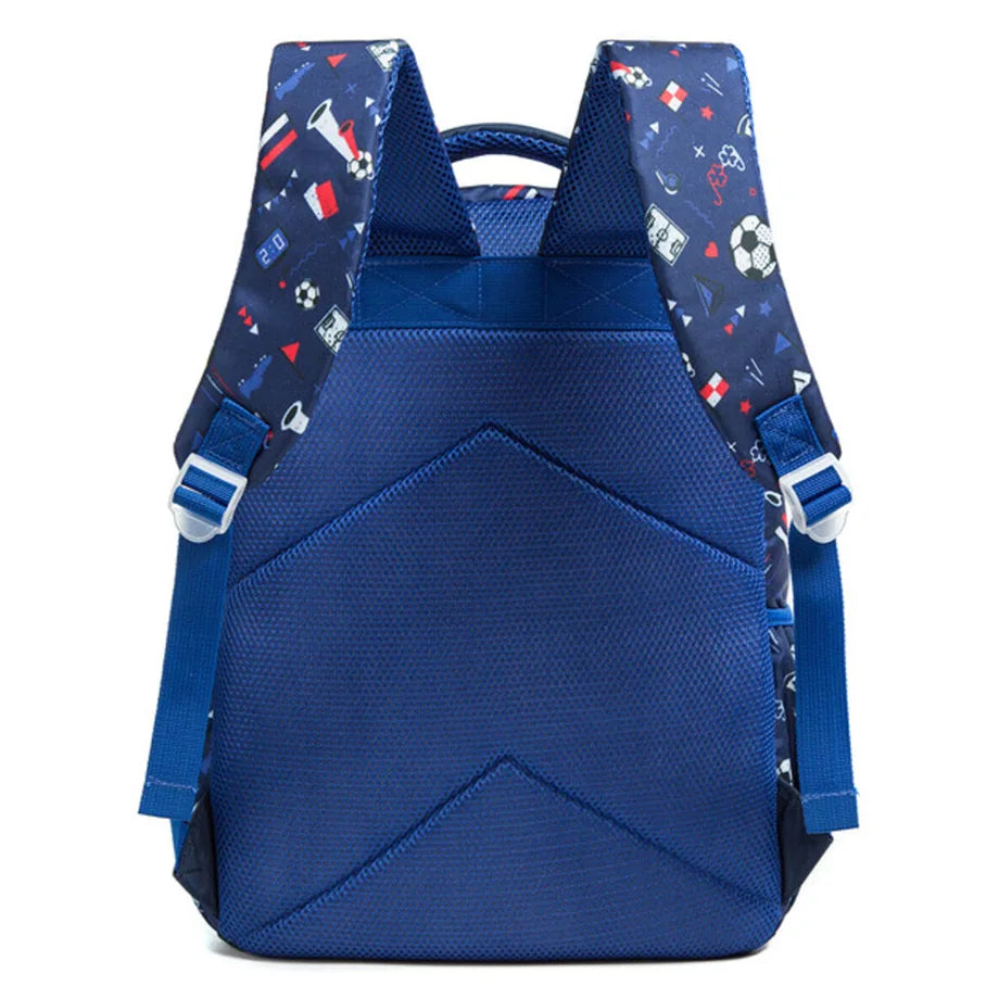 Eazy Kids 17Inch Set of 3 School Bag with Lunch Bag and Pencil Case Football (Blue)