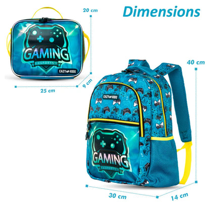 Eazy Kids 16" Set of 3 Backpack w/Lunch Bag and Pencil Case (Gaming)