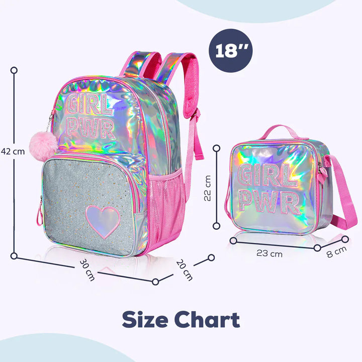 Eazy Kids 18" School Bag Lunch Bag Pencil Case Set of 3 (Pink)