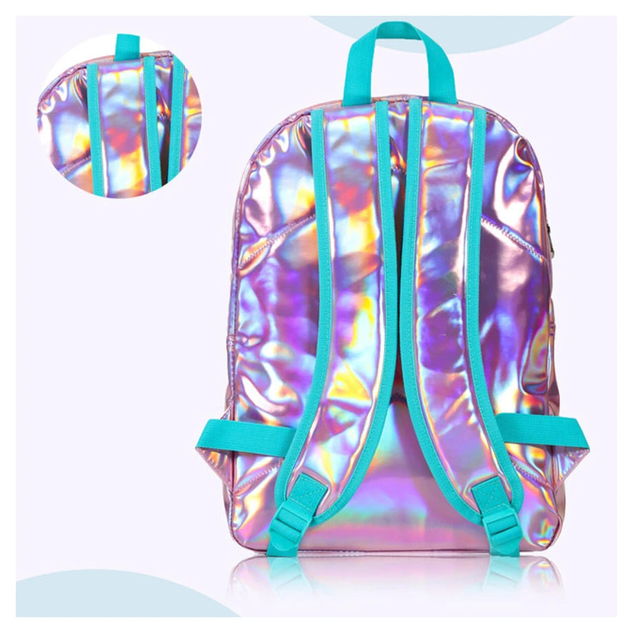 Eazy Kids 17" School Bag Lunch Bag Pencil Case Set of 3 Mermaid Love (Pink)