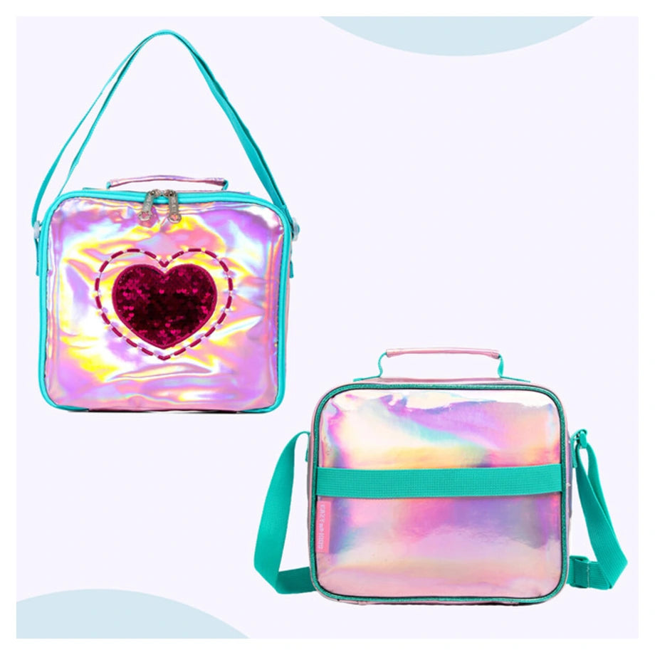 Eazy Kids 17" School Bag Lunch Bag Pencil Case Set of 3 Mermaid Love (Pink)