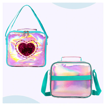 Eazy Kids 17" School Bag Lunch Bag Pencil Case Set of 3 Mermaid Love (Pink)