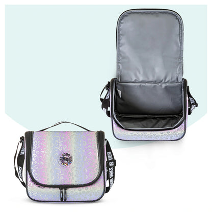 Eazy Kids 17" School Bag Set of 3 w/Lunch Bag and Pencil Case (Good Vibes Silver)