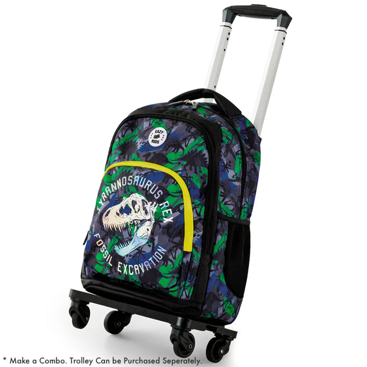 Eazy Kids Backpack w/Lunch Bag and Pencil Case 17”-T Rex (Green)