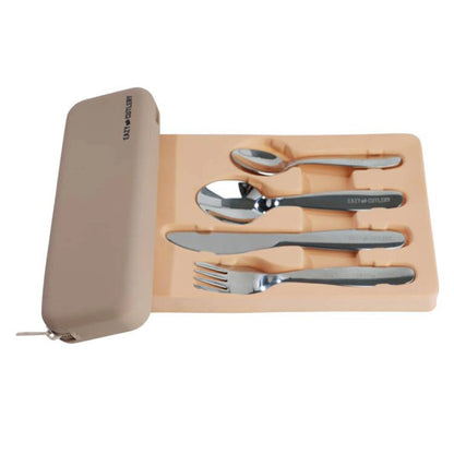 Eazy Kids Stainless Steel Cutlery With Silicone Pouch 4pcs (Ivory)