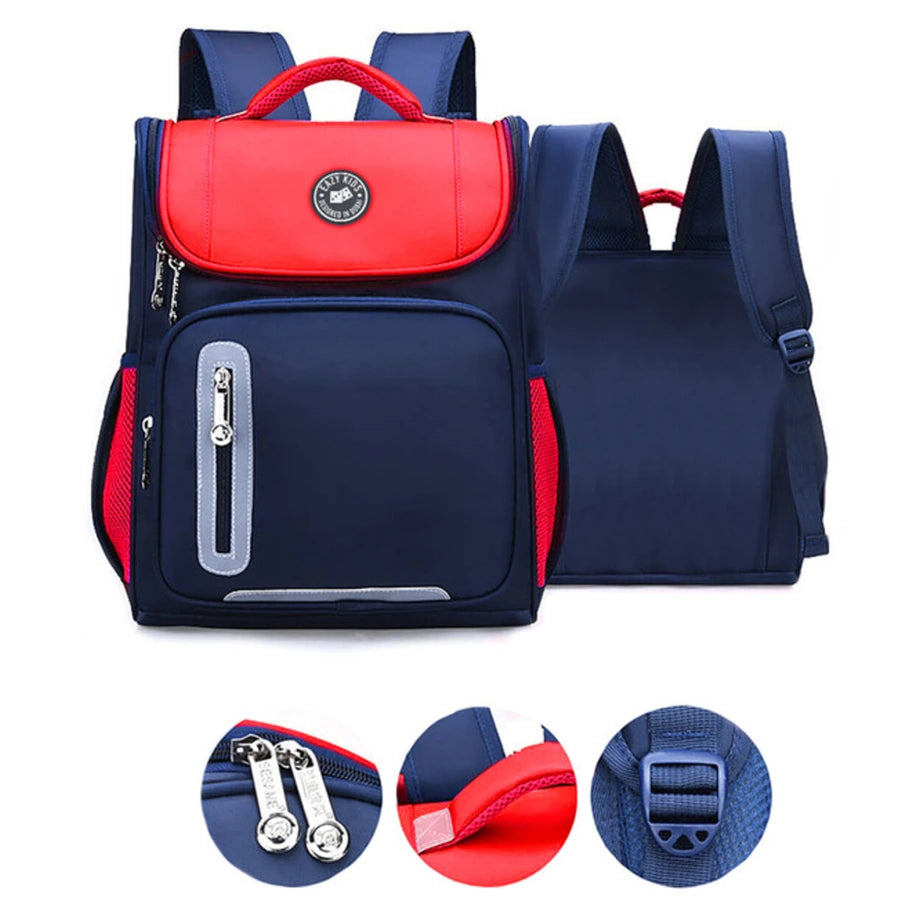 Eazy Kids Ergonomic School Bag (Red Blue)