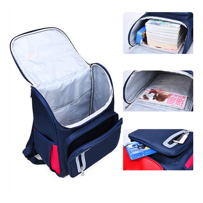 Eazy Kids Ergonomic School Bag (Red Blue)