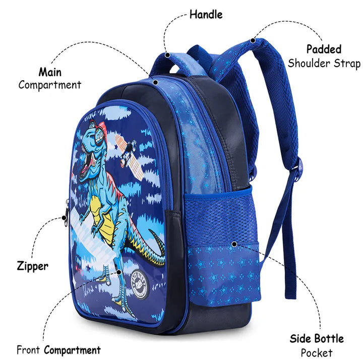 Eazy Kids T-Rex School Bag (Blue)