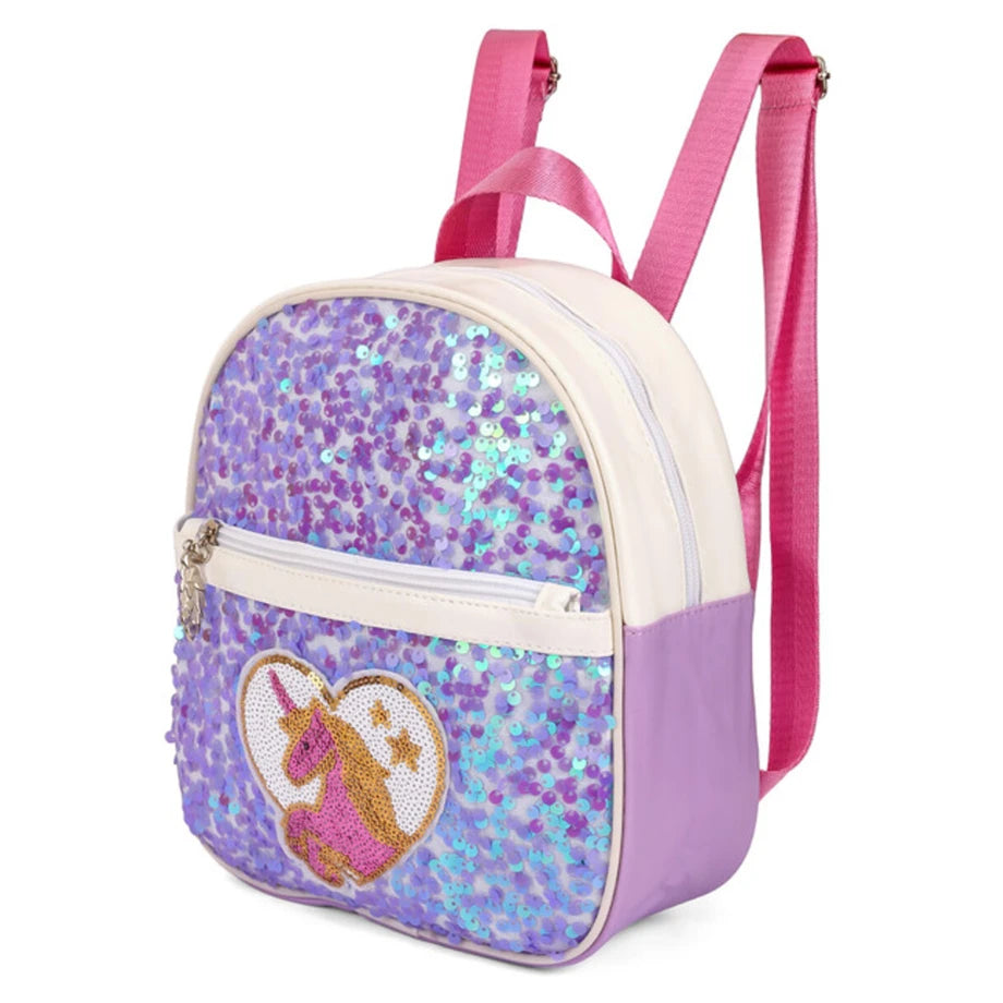 Eazy Kids Sequin School Backpack (Horse Purple)