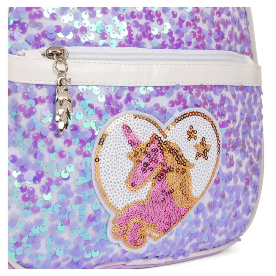 Eazy Kids Sequin School Backpack (Horse Purple)