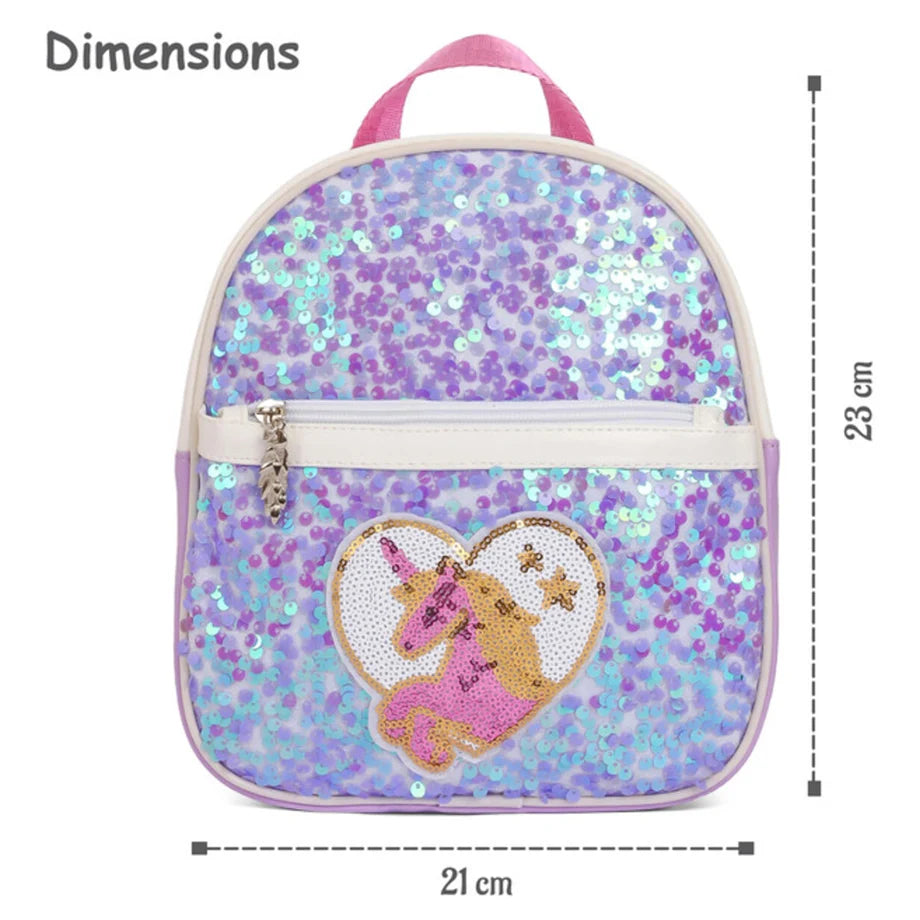 Eazy Kids Sequin School Backpack (Horse Purple)