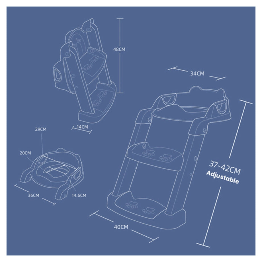 Eazy Kids Step Stool Foldable Potty Trainer Seat (Blue)