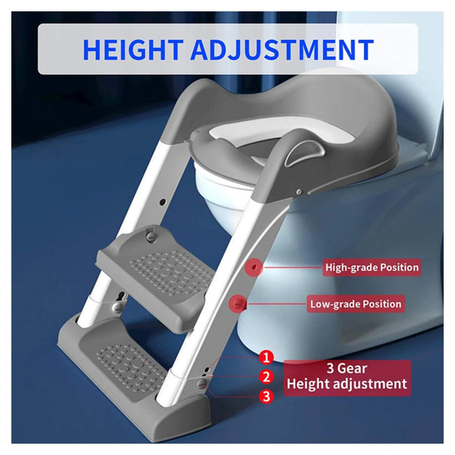 Eazy Kids Step Stool Foldable Potty Trainer Seat (Grey)