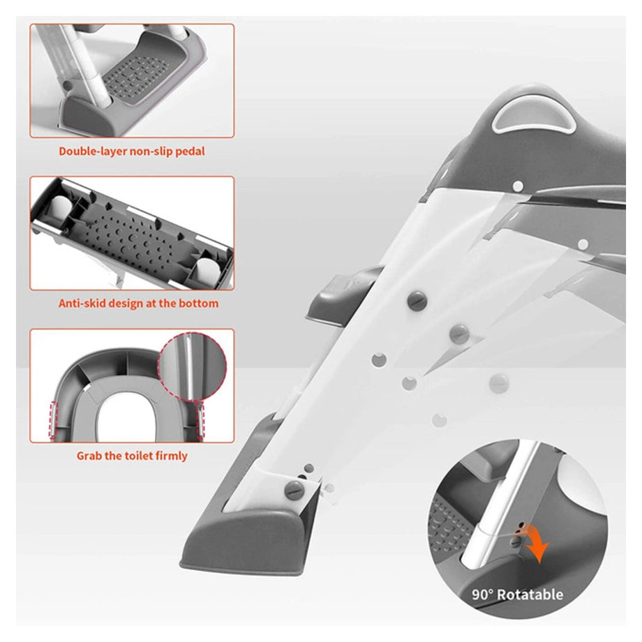 Eazy Kids Step Stool Foldable Potty Trainer Seat (Grey)