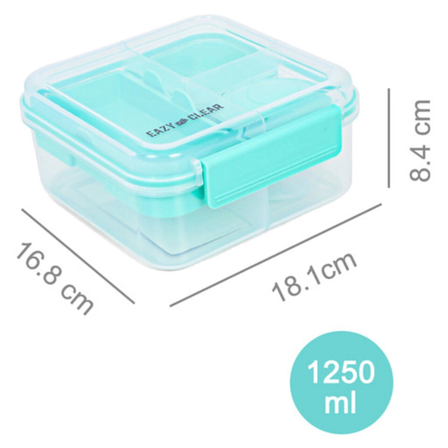 Eazy Kids 3/4/5 Compartment Convertible 1250ml Bento Lunch Box with 150ml Gravy Bowl (Green)