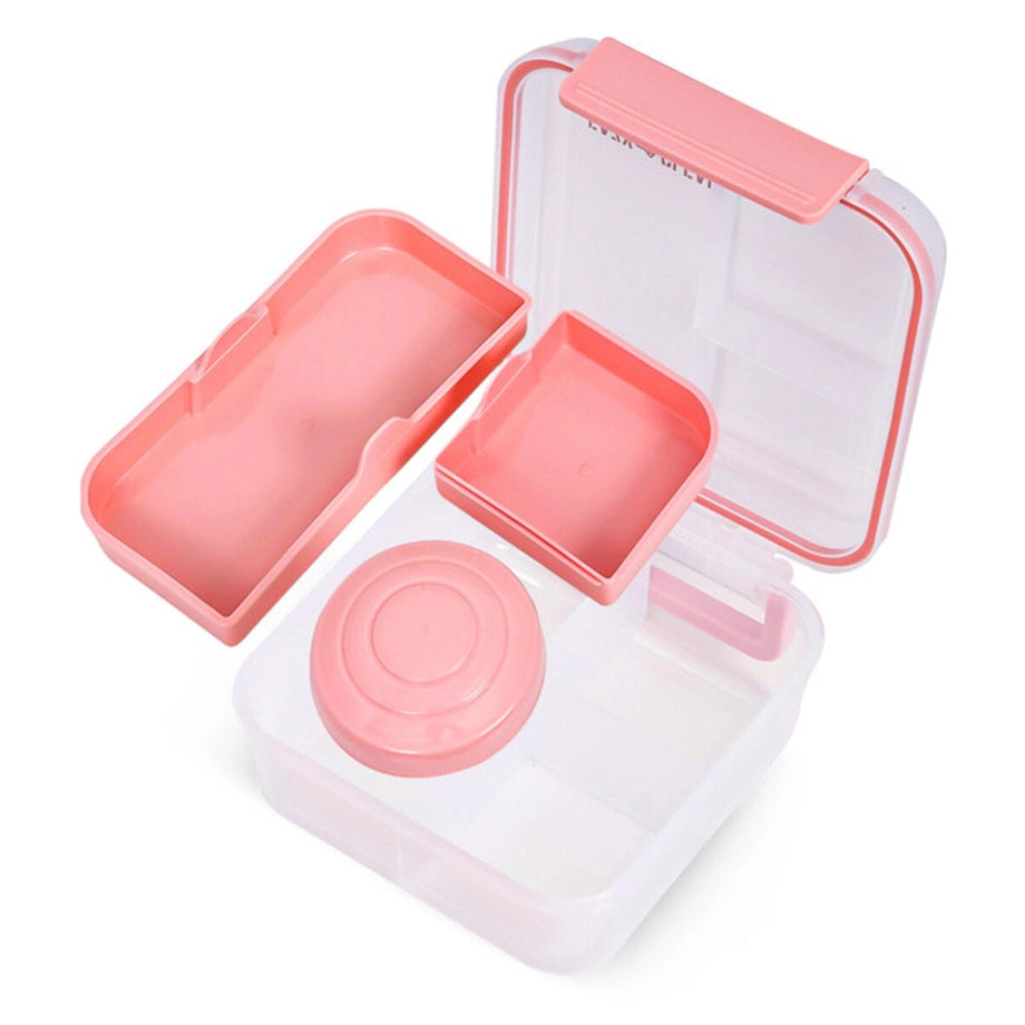 Eazy Kids 3/4/5 Compartment Convertible 1250ml Bento Lunch Box with 150ml Gravy Bowl (Pink)