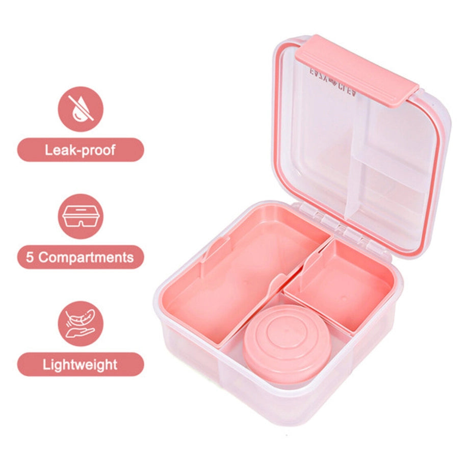 Eazy Kids 3/4/5 Compartment Convertible 1250ml Bento Lunch Box with 150ml Gravy Bowl (Pink)