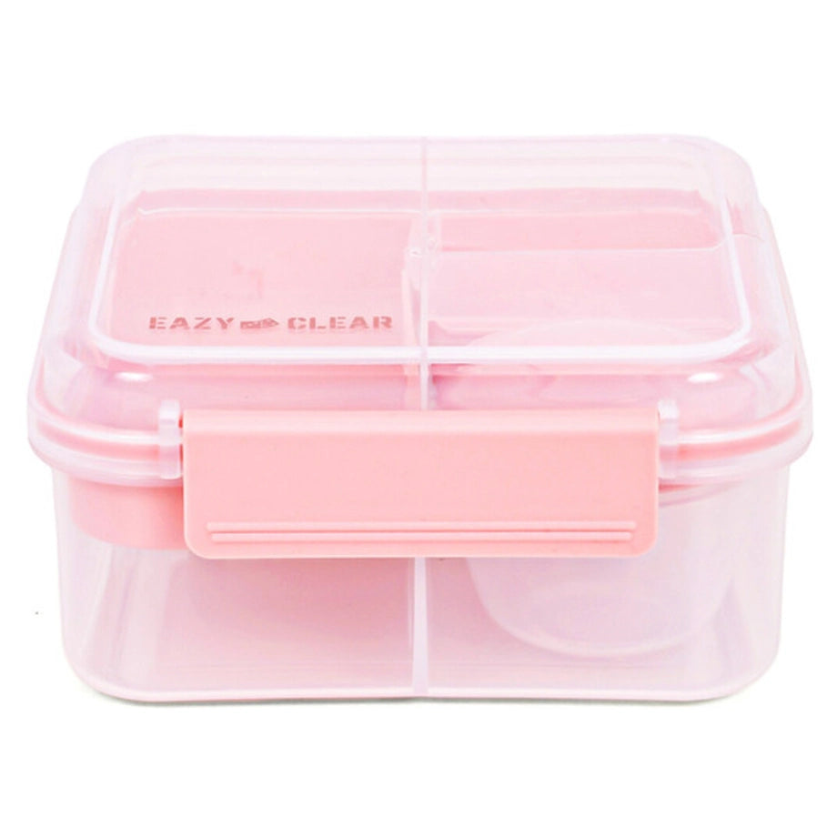 Eazy Kids 3/4/5 Compartment Convertible 1250ml Bento Lunch Box with 150ml Gravy Bowl (Pink)