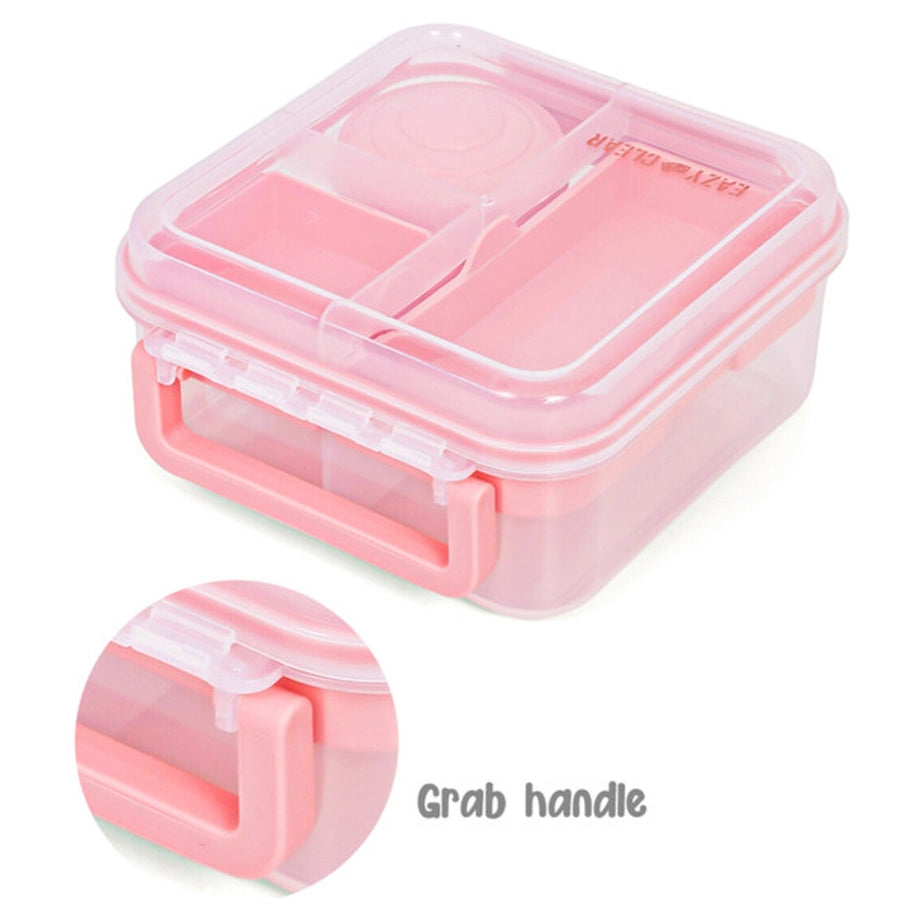 Eazy Kids 3/4/5 Compartment Convertible 1250ml Bento Lunch Box with 150ml Gravy Bowl (Pink)